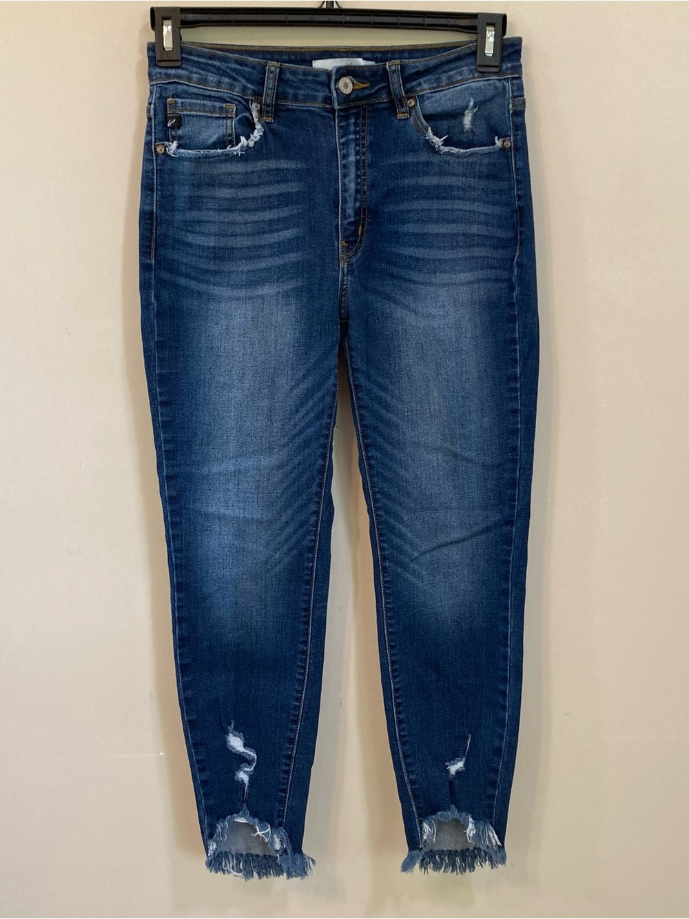 KanCan Distressed Ankle Skinny Jeans Sz 9 / 28 Raw Hem Dark Wash Stretch